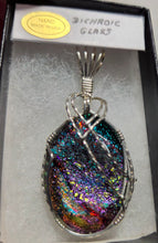 Load image into Gallery viewer, Custom Wire Wrapped Dichroic Glass Necklace/Pendant Sterling Silver