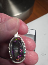Load image into Gallery viewer, Custom Wire Wrapped Faceted Mystic Topaz Necklace/Pendant Sterling Silver