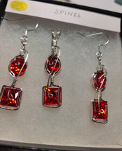 Load image into Gallery viewer, Custom Wire Wrapped Orange Spinel Faceted Stone Set: Necklace/Pendant &amp; Earrings