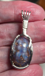 **SOLD **Custom Wire Wrapped European Vintage Stone Necklace/Pendant Sterling Silver