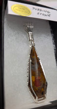 Load image into Gallery viewer, Custom Cut Polished &amp; Wire Wrapped Puddingstone Necklace/Pendant Sterling Silver