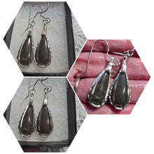 Load image into Gallery viewer, Custom Wire Wrapper Polished Hokie Stone Virginia Tech Gray Quarry: Earrings Sterling Silver