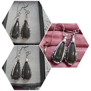 Custom Wire Wrapper Polished Hokie Stone Virginia Tech Gray Quarry: Earrings Sterling Silver