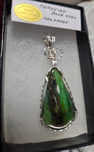 Load image into Gallery viewer, Custom Cut Polished &amp; Wire Wrapped Peruvian Blue Opal Necklace/Pendant Sterling Silver