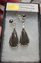 Load image into Gallery viewer, Custom Wire Wrapper Polished Hokie Stone Virginia Tech Gray Quarry: Earrings Sterling Silver