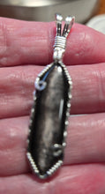 Load image into Gallery viewer, Custom Cut Polished &amp; Wire Wrapped Hypersthene Necklace/Pendant Sterling Silver