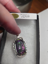 Load image into Gallery viewer, Custom Wire Wrapped Faceted Mystic Topaz Necklace/Pendant Sterling Silver