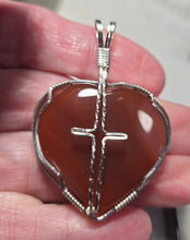Load image into Gallery viewer, Custom Wire  Wrapped Red Agate Heart/Cross Necklace/Pendant Sterling Silver
