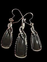 Load image into Gallery viewer, Custom Cut Polished &amp; Wire Wrapped Virginia Tech Gray Hokie Stone Set: Necklace/Pendant/Earrings Sterling Silver