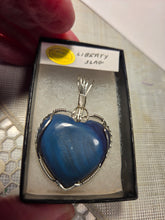Load image into Gallery viewer, Custom Cut Polished &amp; Wire Wrapped Liberty Iron Ore Furnace Slag Heart Necklace/Pendant Sterling Silver