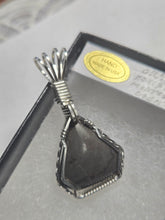 Load image into Gallery viewer, Custom Cut Polished &amp; Wire Wrapped Gray Hokie Stone Heart Virginia Tech Necklace/Pendant Sterling Silver