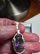 Load image into Gallery viewer, Custom Wire Wrapped Faceted Mystic Topaz Necklace/Pendant Sterling Silver
