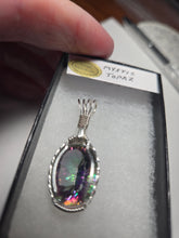 Load image into Gallery viewer, Custom Wire Wrapped Faceted Mystic Topaz Necklace/Pendant Sterling Silver