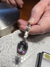 Load image into Gallery viewer, Custom Wire Wrapped Faceted Mystic Topaz Necklace/pendant Sterling Silver