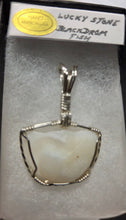 Load image into Gallery viewer, Custom Wire Wrapped Lucky Stone Black Drum Fish Necklace/Pendant Sterling Silver