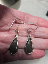 Load image into Gallery viewer, Custom Wire Wrapper Polished Hokie Stone Virginia Tech Gray Quarry Set: Earrings, Necklace/Pendant Sterling Silver