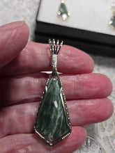 Load image into Gallery viewer, Custom Cut Polished &amp; Wire Wrapped Seraphenite (Angel Stone) Set Necklace/Pendant &amp; Earrings in Sterling Silver