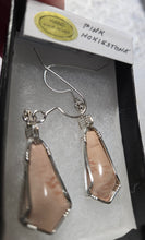 Load image into Gallery viewer, Custom Cut Polished Wire Wrapped Virginia Tech Pink Hokie Stone Earrings Sterling Silver