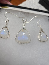 Load image into Gallery viewer, Custom Wire Wrapped Moonstone Set: Earrings Necklace/Pendant Sterling Silver