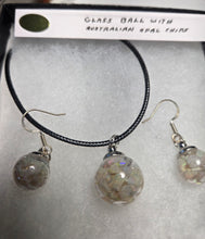 Load image into Gallery viewer, ***SOLD ***Custom Glass Ball Set: Necklace/Pendant Earrings Real Australian opal Chips