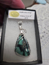 Load image into Gallery viewer, Custom Wire Wrapped Super Rare Variscite Snowville, NV Necklace/Pendant Sterling Silver