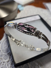 Load image into Gallery viewer, Custom Cut Polished &amp; Wire Wrapped Rhodonite Albemarle County VA Bracelet 7 1/4 Sterling Silver