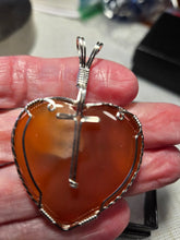 Load image into Gallery viewer, Custom Wire Wrapped Red Agate Heart/Cross Necklace/Pendant Sterling Silver