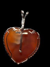 Load image into Gallery viewer, Custom Wire Wrapped Red Agate Heart/Cross Necklace/Pendant Sterling Silver