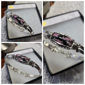 Custom Cut Polished & Wire Wrapped Rhodonite Albemarle County VA Bracelet 7 1/4 Sterling Silver