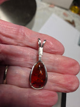 Load image into Gallery viewer, Custom Wire Wrapped  Baltic Amber Set: Necklace/Pendant &amp; Earrings in Sterling Silver Wire