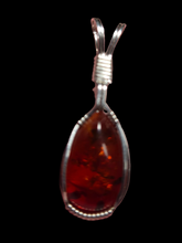Load image into Gallery viewer, Custom Wire Wrapped  Baltic Amber Set: Necklace/Pendant &amp; Earrings in Sterling Silver Wire