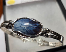 Load image into Gallery viewer, Custom Cut Polished &amp; Wire Wrapped Rebecca Iron Ore Furnace Slag Bracelet Sterling Silver Size 7 1/4