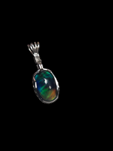 Load image into Gallery viewer, Custom Wire Wrapped Rainbow Fire Opal Necklace/Pendant Sterling Silver