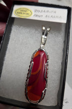 Load image into Gallery viewer, Custom  Cut Polished &amp; Wire Wrapped Rosarita from Alaska Necklace/Pendant Sterling Silver