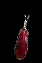 Load image into Gallery viewer, Custom  Cut Polished &amp; Wire Wrapped Rosarita from Alaska Necklace/Pendant Sterling Silver