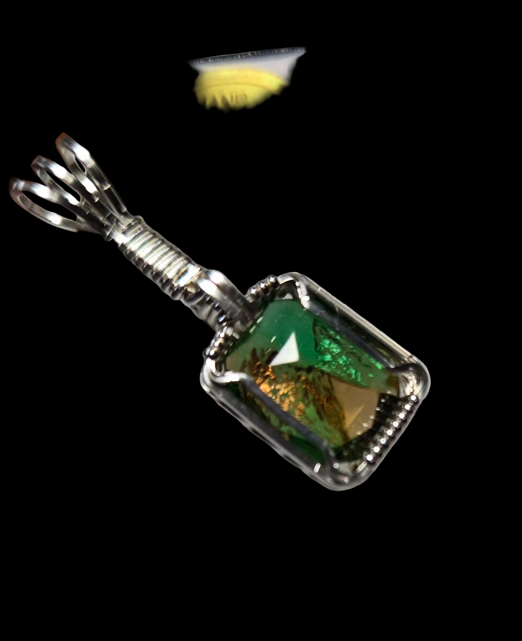 Custom Wire Wrapped European Vintage Stone Necklace/Pendant Sterling Silver