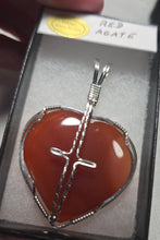 Load image into Gallery viewer, Custom Wire  Wrapped Red Agate Heart/Cross Necklace/Pendant Sterling Silver