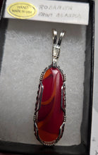 Load image into Gallery viewer, Custom  Cut Polished &amp; Wire Wrapped Rosarita from Alaska Necklace/Pendant Sterling Silver