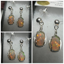 Load image into Gallery viewer, Custom Wire Wrapped Ethiopia Opal Earrings Sterling Silver
