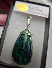 Load image into Gallery viewer, Custom Cut Polished &amp; Wire Wrapped Eilat King Solomon Stone Necklace/Pendant Sterling Silver