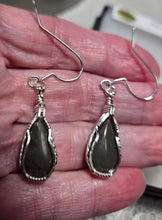 Load image into Gallery viewer, Custom Wire Wrapper Polished Hokie Stone Virginia Tech Gray Quarry Set: Earrings, Necklace/Pendant Sterling Silver