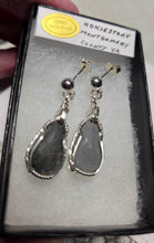 Load image into Gallery viewer, Custom Wire Wrapper Unpolished Hokie Stone Virginia Tech Gray Quarry: Earrings Sterling Silver