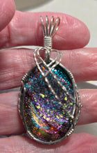 Load image into Gallery viewer, Custom Wire Wrapped Dichroic Glass Necklace/Pendant Sterling Silver