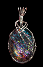 Load image into Gallery viewer, Custom Wire Wrapped Dichroic Glass Necklace/Pendant Sterling Silver