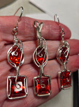 Load image into Gallery viewer, Custom Wire Wrapped Orange Spinel Faceted Stone Set: Necklace/Pendant &amp; Earrings