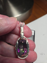 Load image into Gallery viewer, Custom Wire Wrapped Faceted Mystic Topaz Necklace/Pendant Sterling Silver