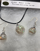 Load image into Gallery viewer, Custom Glass Ball Set: Necklace/Pendant Earrings Real Australian opal Chips