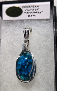 Custom Wire Wrapped European Vintage Stone Necklace/Pendant Sterling Silver