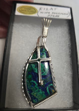Load image into Gallery viewer, Custom Cut Polished &amp; Wire Wrapped Eilat King Solomon Stone Necklace/Pendant Sterling Silver