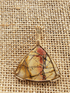 ***Clearance***Custom  Wire Wrapped Picaso Jasper Necklace/Pendant 14kgf Wire